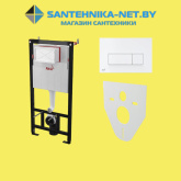 Инсталляция AlcaPlast + клавиша смыва M570 (белая) и шумоизоляционная пластина