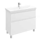 Тумба напольная с раковиной Laparet Vitrum 100 см белый матовый