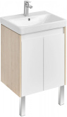 Тумба Акватон Сканди Doors 55 белый глянец / дуб Верона с умывальником Santek Адриана 55