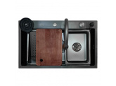 Мойка кухонна Wisent WG37546B со смесителем многофункциональная (графит с PVD покрытием)