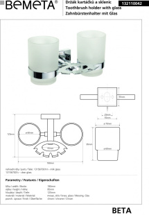 Держатель зубных щеток со стаканами  Bemeta Beta 132110042