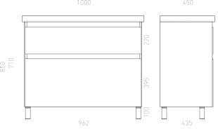 Тумба напольная с раковиной Laparet Vitrum 100 см белый матовый
