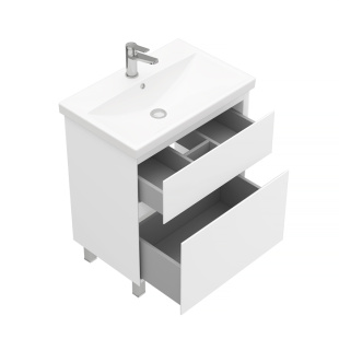 Тумба напольная с раковиной Laparet Vitrum 70 см белый матовый