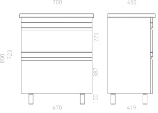 Тумба с раковиной напольная Laparet Venus 70 см