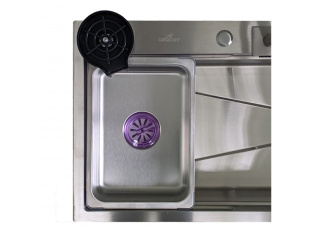 Мойка кухонна Wisent WG37546 со смесителем многофункциональная (сатин с PVD покрытием)