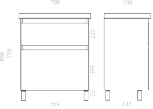 Тумба напольная с раковиной Laparet Vitrum 70 см белый матовый