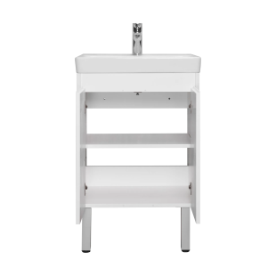Тумба Акватон Сканди Doors 55 белый глянец / белый матовый с умывальником Santek Адриана 55