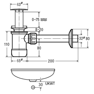 СИФОН ДЛЯ УМЫВАЛЬНИКА VIEGA 472528, БУТЫЛОЧНЫЙ, ЛАТУНЬ, ХРОМ, 63X32