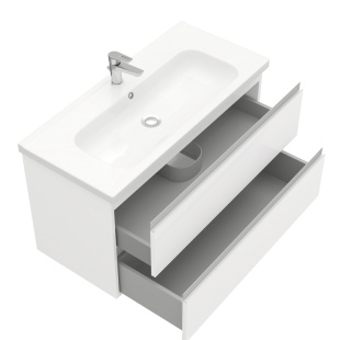 Тумба подвесная с раковиной Laparet Electra 100 см белый глянец