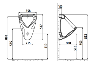 Писсуар подвесной  Creavit TP630 (белый) TP630-00CB00E-0000 