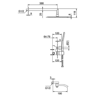 Душевая система встраиваемая с термостатом Gappo G7107-40