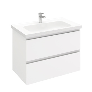 Тумба подвесная с раковиной Laparet Electra 80 см белый глянец