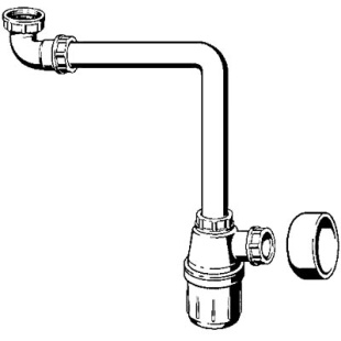 СИФОН ДЛЯ УМЫВАЛЬНИКА VIEGA 128913, БУТЫЛОЧНЫЙ, С РОЗЕТКОЙ, ПЛАСТИК, БЕЛЫЙ, 5/4X32