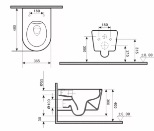 Унитаз подвесной Gid Tr2130bm