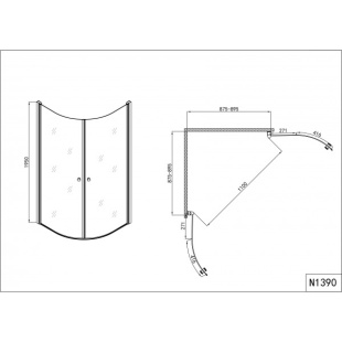 Душевой Уголок Распашной Полукруглый Sanotechnik 90x90x195 см (N1390) 