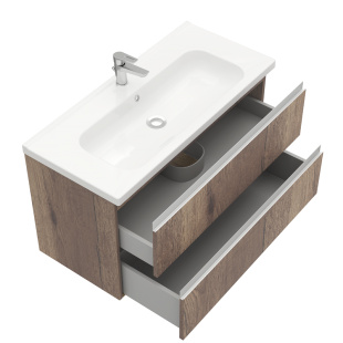 Тумба подвесная с раковиной Laparet Electra 100 см Дуб Рока