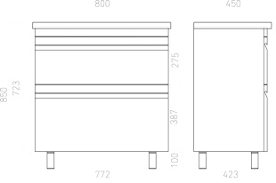 Тумба с раковиной напольная Laparet Venus 80 см