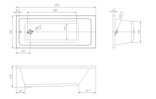 Ванна VentoSpa «NAVARO» 1700x700x458 в комплекте с сифоном