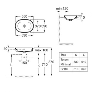 Умывальник врезной Roca Gap Round 55x39, 73270Y5000