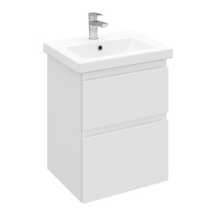 Тумба подвесная Laparet Optimum с раковиной Como 50 см белый глянец