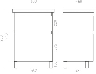 Тумба напольная с раковиной Laparet  Vitrum 60см белый матовый