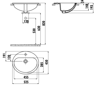 Умывальник Creavit TP овальный врезной на столешницу 45*52 см