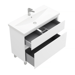 Тумба напольная с раковиной Laparet Vitrum 100 см белый матовый