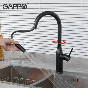 Смеситель для кухни Gappo G4398-46 (чёрный)