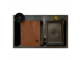Кухонная мойка Gerhans K37545BD многофункциональная со смесителем (графит с PVD покрытием)