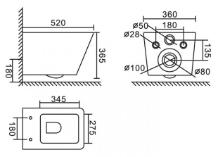 УНИТАЗ ПОДВЕСНОЙ БЕЗОБОДКОВЫЙ BELBAGNO ARDENTE-C  (BB3202CHR-MB+BB3202SC-MB)