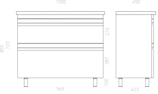 Тумба с раковиной напольная Laparet Venus 100 см