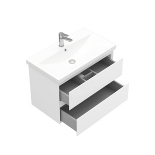 Тумба подвесная с раковиной Laparet Vitrum 80см белый матовый