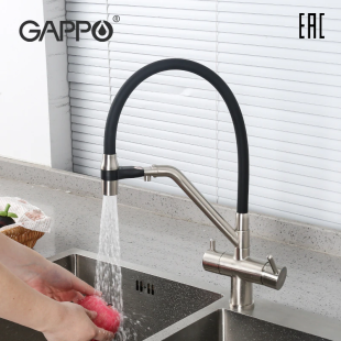 Смеситель для мойки Gappo G4398-85 (сатин+черный)