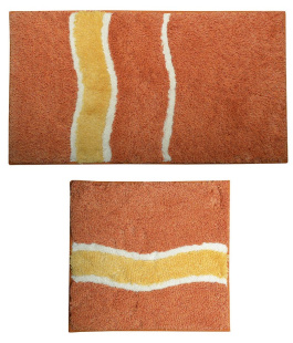 Набор из Двух Ковриков оранжевого цвета Aqualine LAVELLE 85x50cm, 50x50cm Текстиль