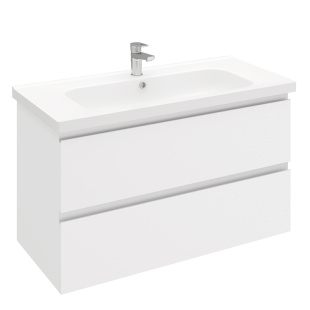 Тумба подвесная с раковиной Laparet Electra 100 см белый глянец