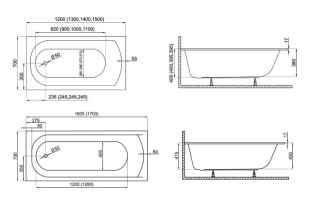 Ванна акриловая Polimat CLASSIC SLIM 170x70 с ножками