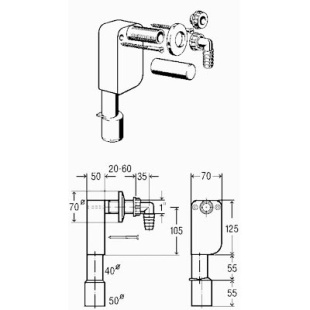 СИФОН ДЛЯ СКРЫТОГО МОНТАЖА VIEGA 452452, ВЕРТ. ОТВОД, 1X40/50
