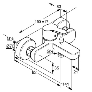 Смеситель для ванны и душа Kludi Logo 376810575