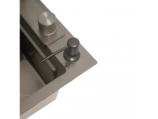 Мойка кухонна Wisent WG37546B со смесителем многофункциональная (графит с PVD покрытием)