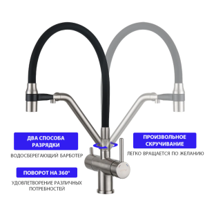 Смеситель для мойки Gappo G4398-85 (сатин+черный)