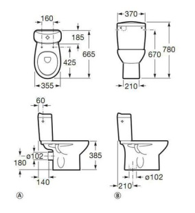 УНИТАЗ ROCA VICTORIA A342399000 35X66,5, ГОРИЗОНТ, ВЫПУСК