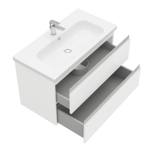 Тумба подвесная с раковиной Laparet Electra 90 см белый глянец